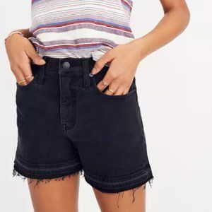 Madewell High-Rise Denim Shorts in Clint Wash: Drop-Hem Edition Black Shorts 25